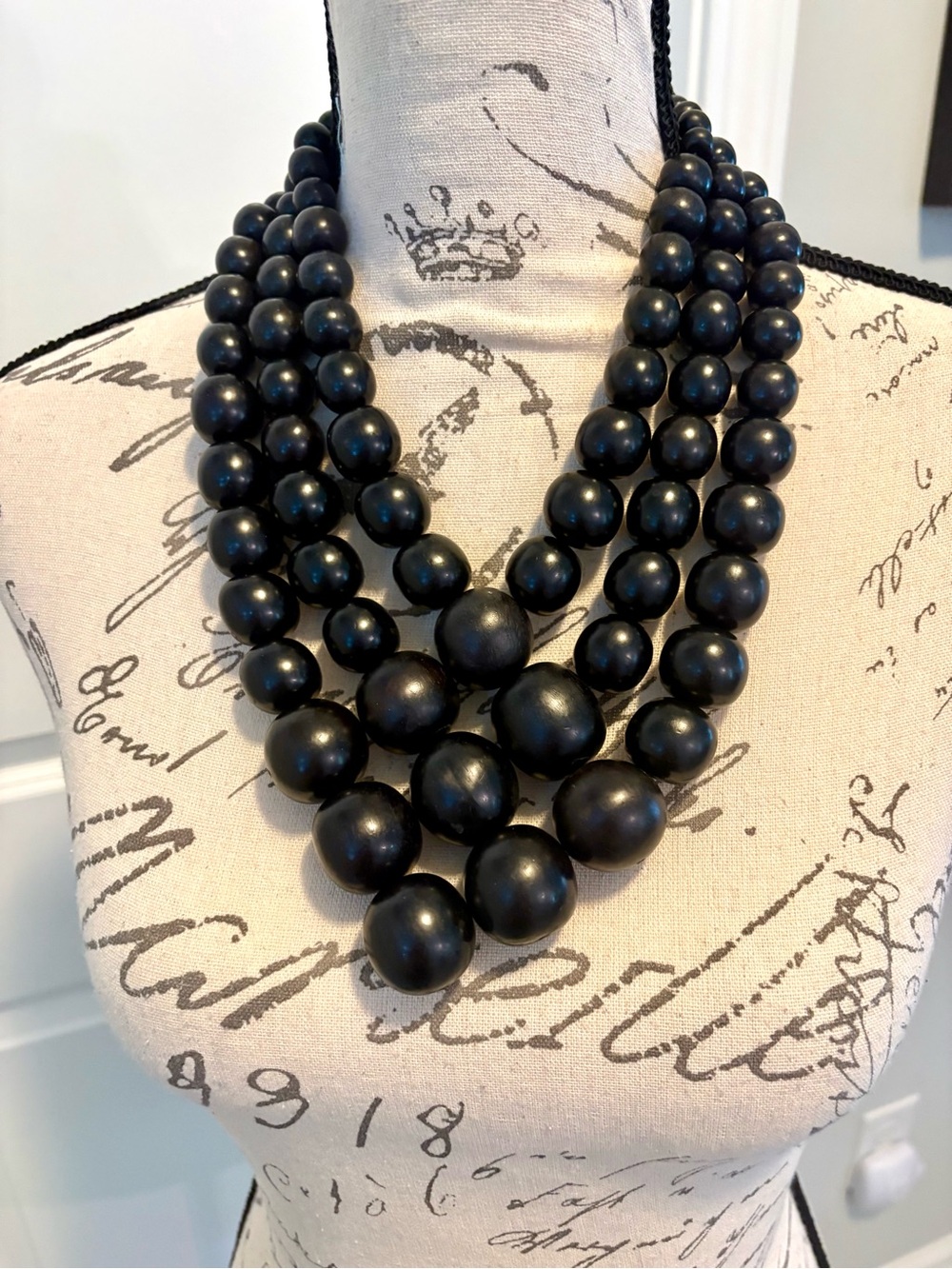Monies Denmark Signed Collectible Wood Multi Strand Statement Necklace - Picture 1 of 15